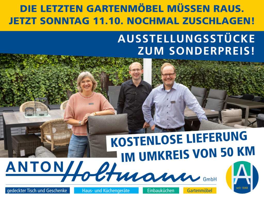 Die letzten Gartenmöbel müssen raus. Anton Holtmann - Ausstellungsstücke zum Sonderpreis